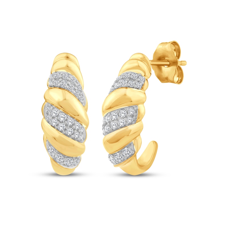 Main Image 1 of Lab-Grown Diamond J-Hoop Earrings 1/3 ct tw 24K Yellow Gold Vermeil Sterling Silver