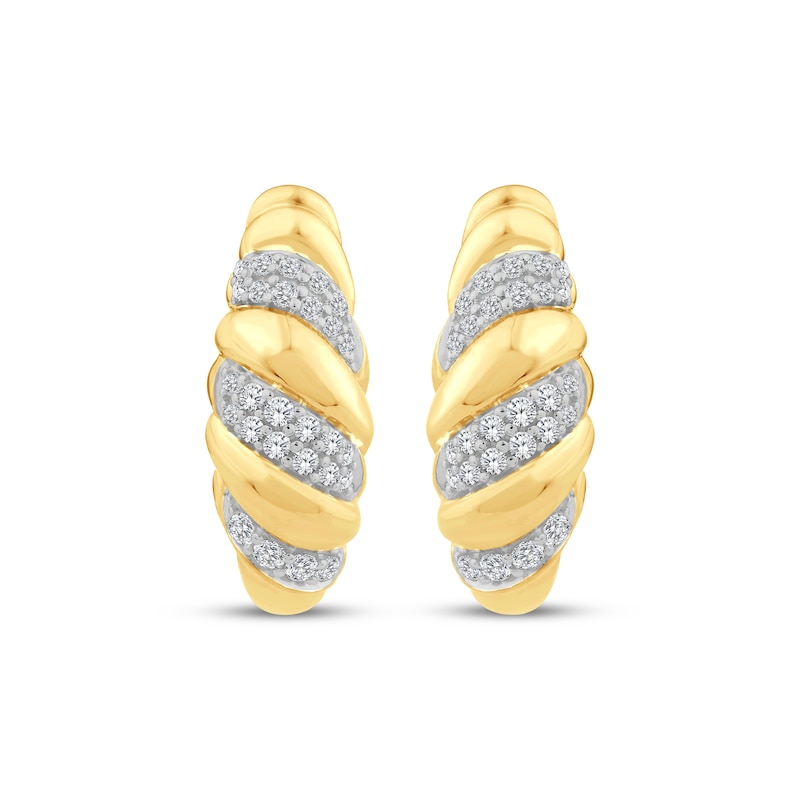 Main Image 2 of Lab-Grown Diamond J-Hoop Earrings 1/3 ct tw 24K Yellow Gold Vermeil Sterling Silver