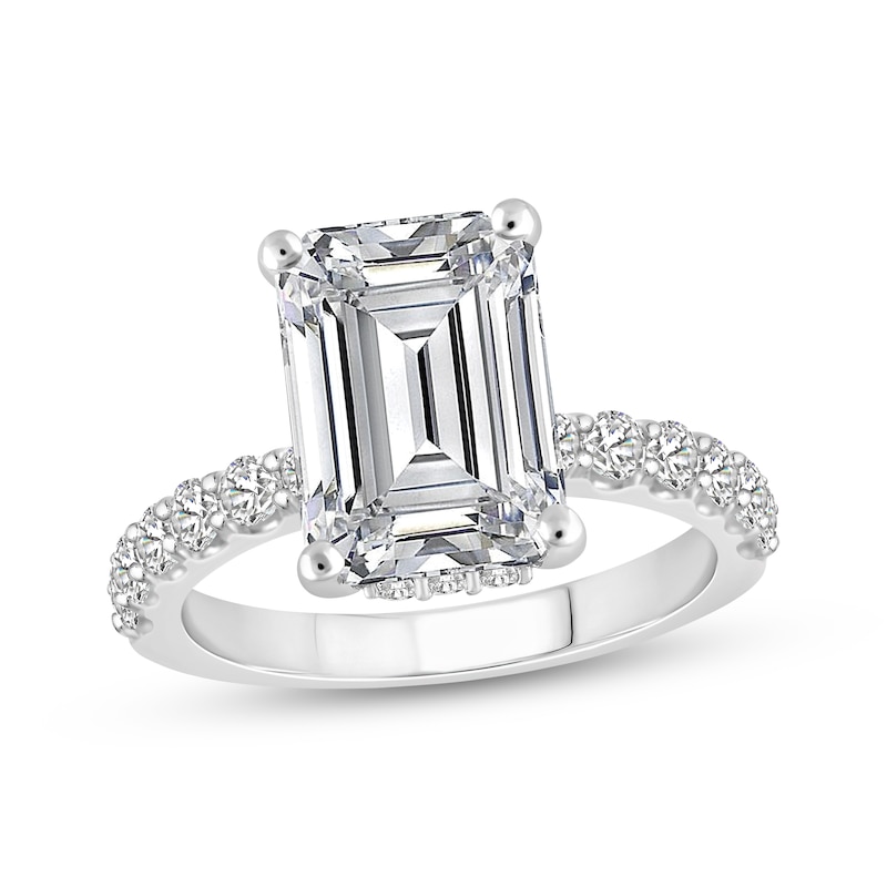 Main Image 1 of Adore Lab-Grown Diamonds Emerald-Cut Hidden Halo Engagement Ring 5-3/4 ct tw Platinum