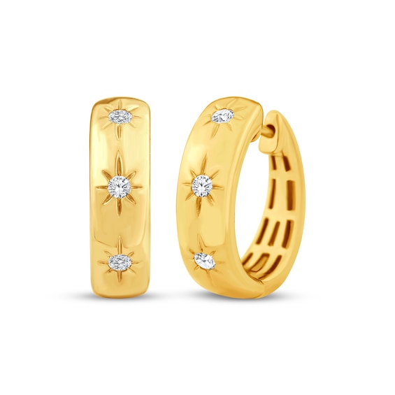 Lab-Grown Diamond Sunburst Huggie Hoop Earrings 1/5 ct tw 24K Yellow Gold Vermeil Sterling Silver