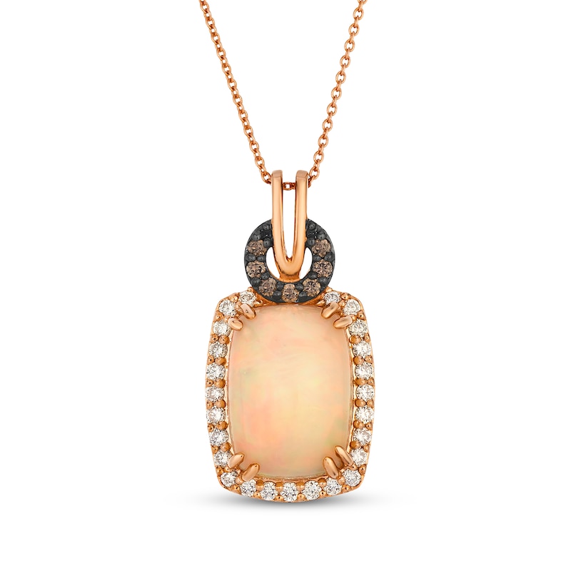 Main Image 1 of Le Vian Cushion-Cut Opal Necklace 1/2 ct tw Diamonds 14K Strawberry Gold 20"
