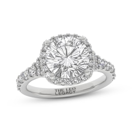THE LEO Legacy Lab-Grown Diamond Round-Cut Halo Engagement Ring 3-3/4 ct tw 14K White Gold