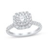 Thumbnail Image 1 of Adore Round-Cut Diamond Cushion-Shaped Double Halo Engagement Ring 1 ct tw 14K White Gold