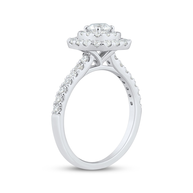 Main Image 2 of Adore Round-Cut Diamond Cushion-Shaped Double Halo Engagement Ring 1 ct tw 14K White Gold