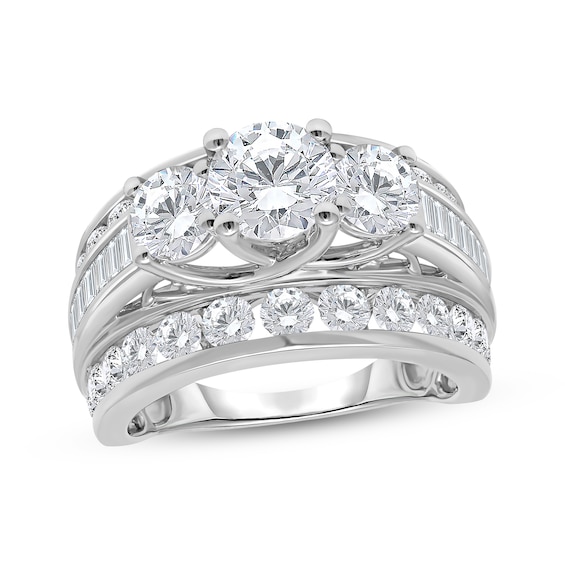 Memories Moments Magic Lab Grown Diamond Three-Stone Engagement Ring 4 ct tw 14K White Gold