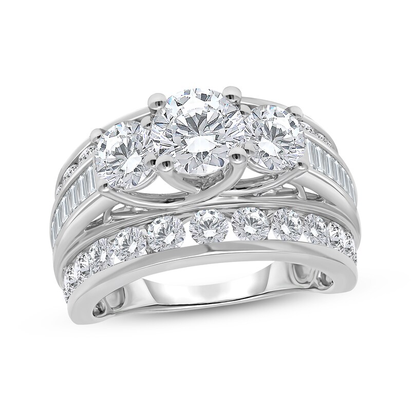 Main Image 1 of Memories Moments Magic Lab Grown Diamond Three-Stone Engagement Ring 4 ct tw 14K White Gold