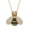 Thumbnail Image 1 of Nephrite Jade & Lab-Created Sapphire Bee Necklace 18K Yellow Gold-Plated Sterling Silver 18"