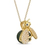 Thumbnail Image 2 of Nephrite Jade & Lab-Created Sapphire Bee Necklace 18K Yellow Gold-Plated Sterling Silver 18"