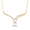 Thumbnail Image 1 of Le Vian Cultured Pearl Chevron Necklace 1/6 ct tw Diamonds 14K Honey Gold 19"