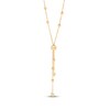Thumbnail Image 2 of Beaded Station Lariat Necklace Hollow 10K Yellow Gold 16"