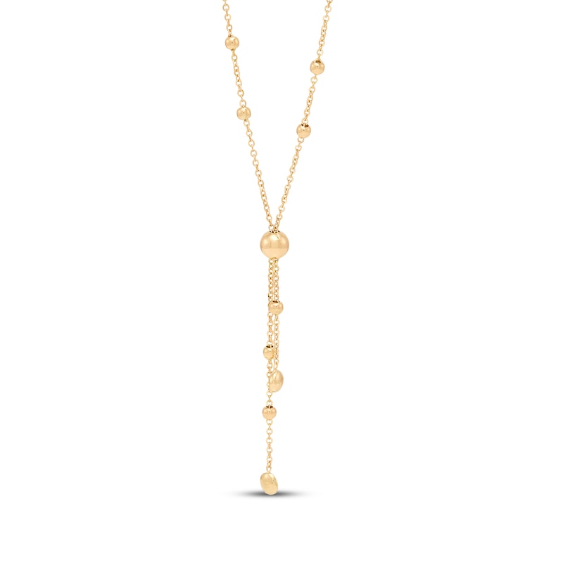Main Image 2 of Beaded Station Lariat Necklace Hollow 10K Yellow Gold 16"