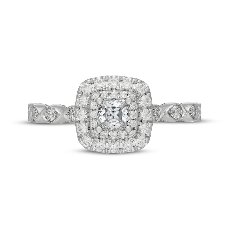 Main Image 3 of Neil Lane Princess-Cut Diamond Double Halo Engagement Ring 5/8 ct tw 14K White Gold
