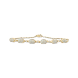Oval-Cut Opal & Diamond Bracelet 1/20 ct tw 10K Yellow Gold 7.5"
