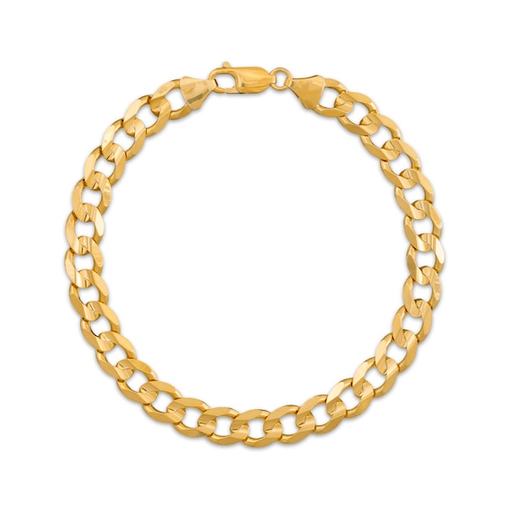 7.4mm Diamond-Cut Curb Chain Bracelet 14K Yellow Gold-Plated Solid Sterling Silver 8.5"
