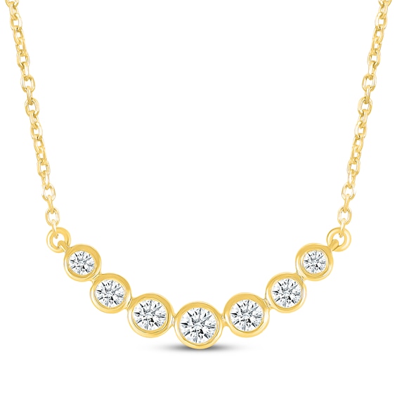 Diamond Smile Necklace 1/4 ct tw 10K Yellow Gold 18"