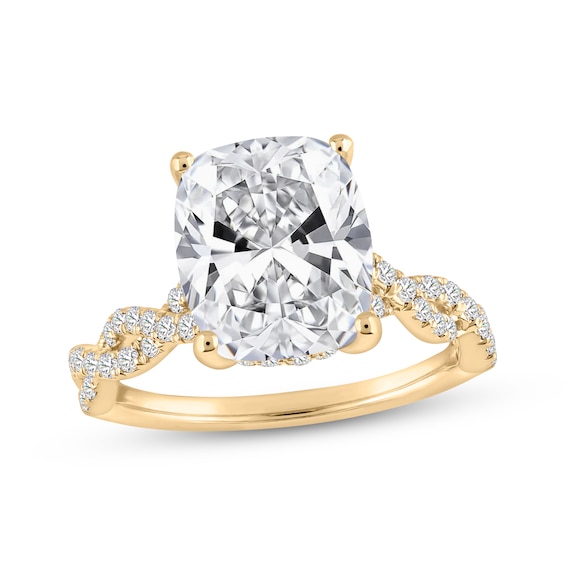 Adore Lab-Grown Diamonds Certified Cushion-Cut Hidden Halo Engagement Ring 4-1/2 ct tw 14K Yellow Gold