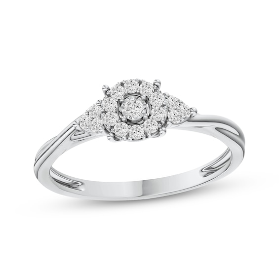 Diamond Halo Promise Ring 1/10 ct tw Sterling Silver