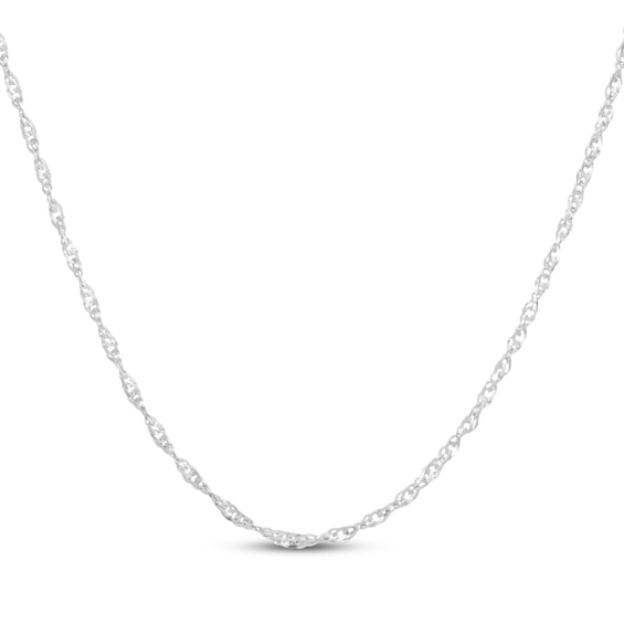 1mm Singapore Chain Necklace Solid 14K White Gold 22"