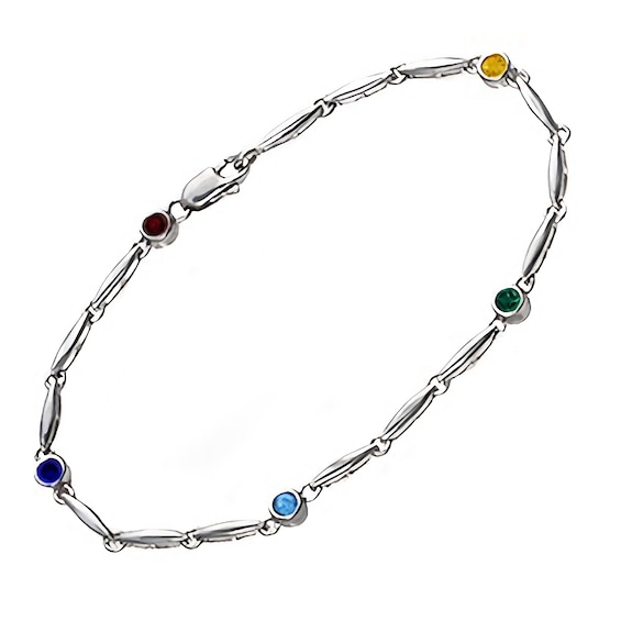 Round Birthstone Anklet (5 Stones)