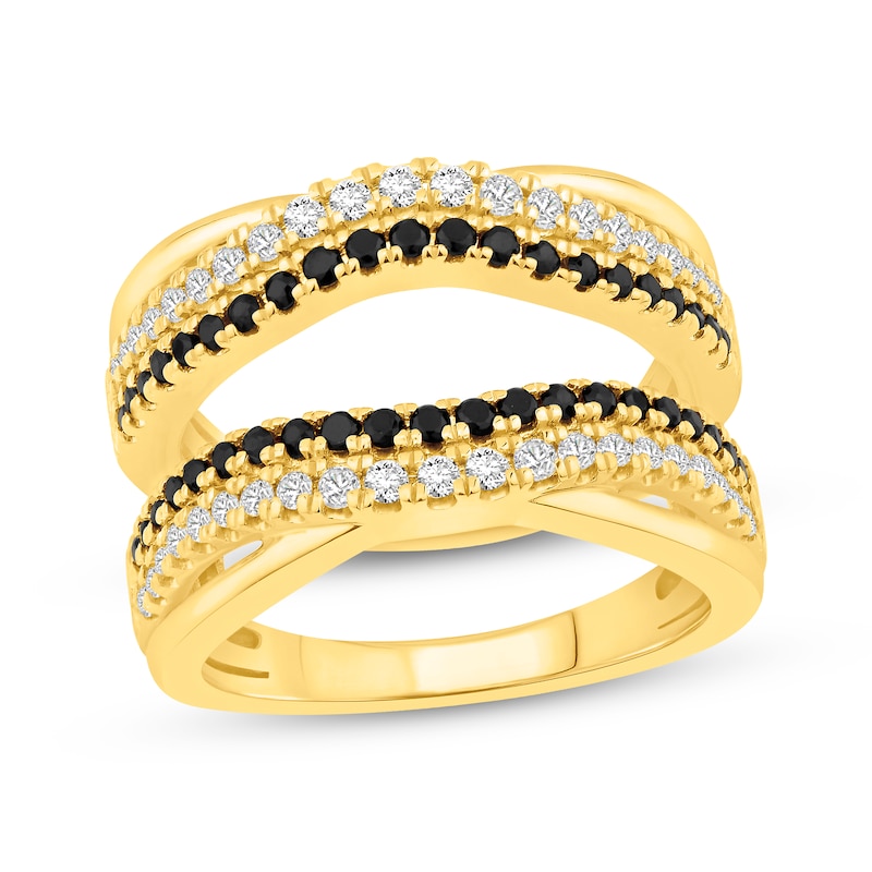 Main Image 1 of Black & White Diamond Enhancer Ring 3/4 ct tw 14K Yellow Gold