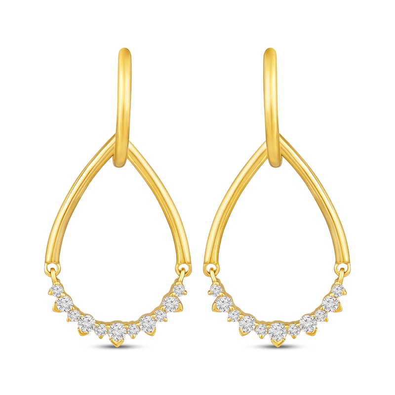 Main Image 2 of Diamond Convertible Teardrop & Hoop Earrings 1/3 ct tw 10K Yellow Gold