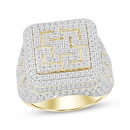 Men's Diamond Greek Key Ring 3-1/4 ct tw 10K Yellow Gold