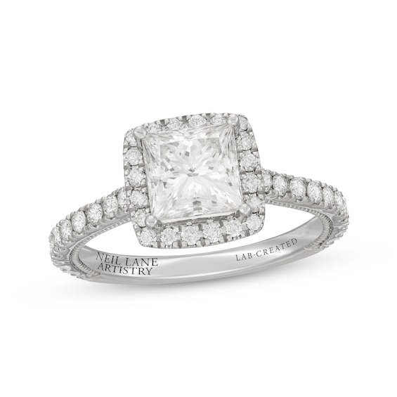 Neil Lane Artistry Princess-Cut Lab-Grown Diamond Engagement Ring 2 ct tw 14K White Gold