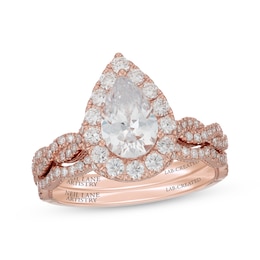 Neil Lane Artistry Pear-Shaped Lab-Grown Diamond Halo Bridal Set 1-7/8 ct tw 14K Rose Gold