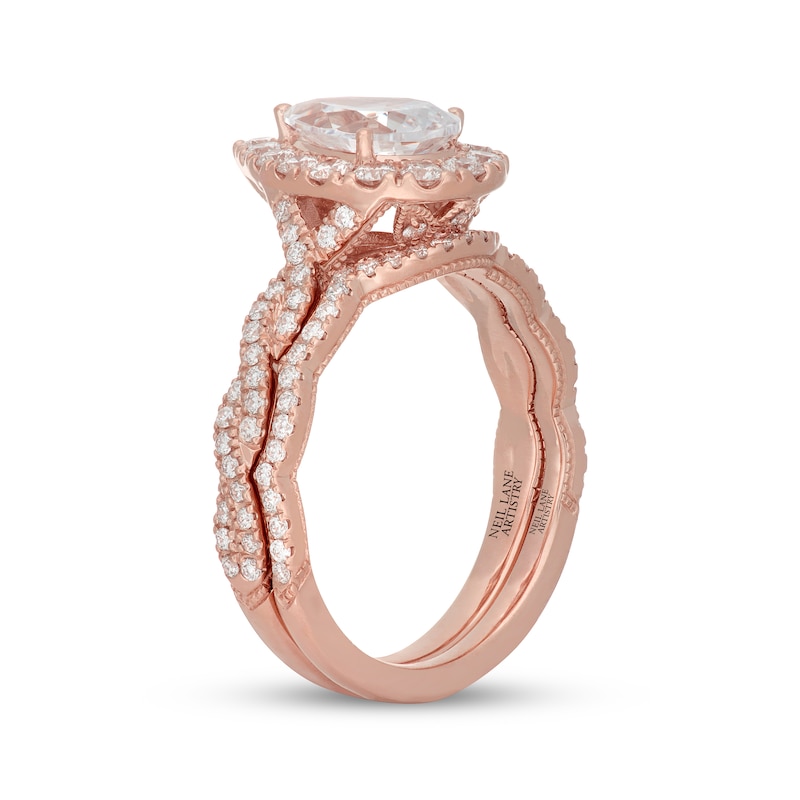 Main Image 2 of Neil Lane Artistry Pear-Shaped Lab-Grown Diamond Halo Bridal Set 1-7/8 ct tw 14K Rose Gold