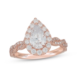 Neil Lane Artistry Pear-Shaped Lab-Grown Diamond Halo Engagement Ring 1-3/4 ct tw 14K Rose Gold