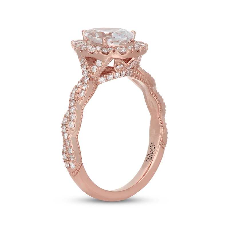 Main Image 2 of Neil Lane Artistry Pear-Shaped Lab-Grown Diamond Halo Engagement Ring 1-3/4 ct tw 14K Rose Gold