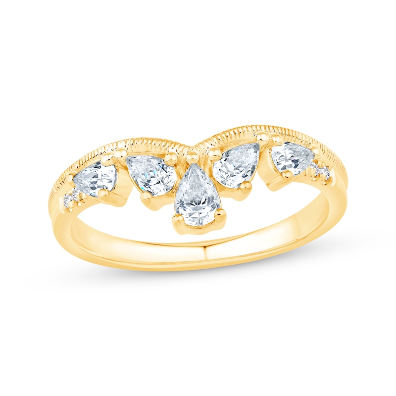 Main Image 1 of Pear-Shaped Diamond Contour Ring 1/2 ct tw 14K Yellow Gold