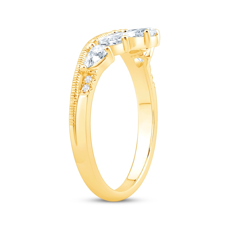 Main Image 2 of Pear-Shaped Diamond Contour Ring 1/2 ct tw 14K Yellow Gold