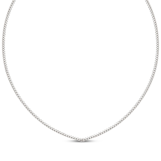 Miami Cuban Curb Chain Necklace 2.64mm Solid 14K White Gold 20"