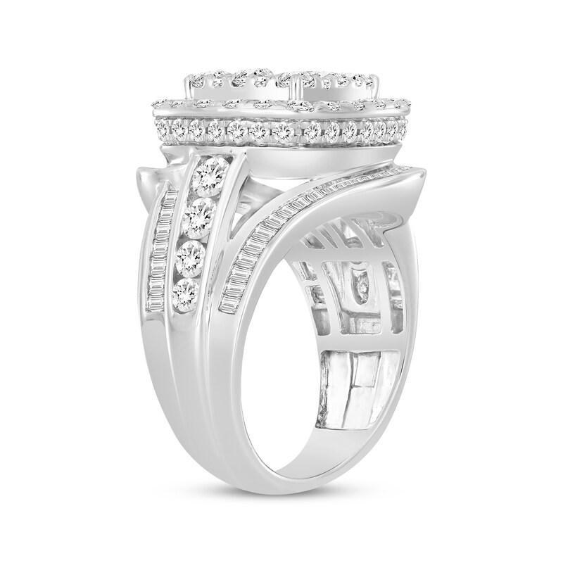 Main Image 2 of Baguette & Round-Cut Multi-Diamond Cushion-Shaped Ring 3-1/2 ct tw 10K White Gold