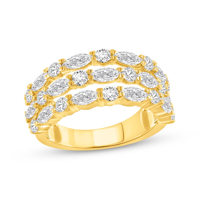 Main Image 1 of Lab-Grown Diamonds Marquise & Round-Cut Three-Row Anniversary Ring 2-1/2 ct tw 14K Yellow Gold