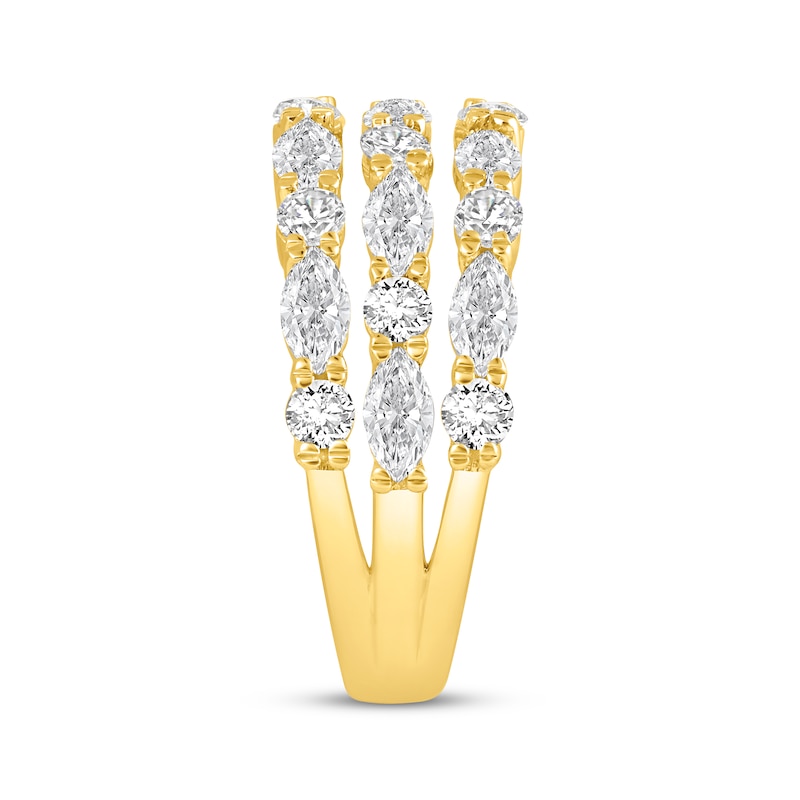 Main Image 2 of Lab-Grown Diamonds Marquise & Round-Cut Three-Row Anniversary Ring 2-1/2 ct tw 14K Yellow Gold