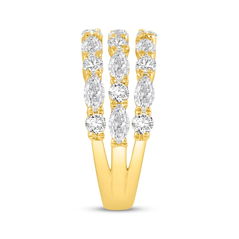 Lab-Created Diamonds by KAY Marquise & Round-Cut Three-Row Anniversary Ring 2-1/2 ct tw 14K Yellow Gold