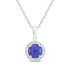 Thumbnail Image 1 of Black Lab-Created Opal & White Lab-Created Sapphire Necklace Sterling Silver 18"