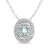 Thumbnail Image 1 of Aquamarine & White Lab-Created Sapphire Swirl Halo Necklace Sterling Silver 18"
