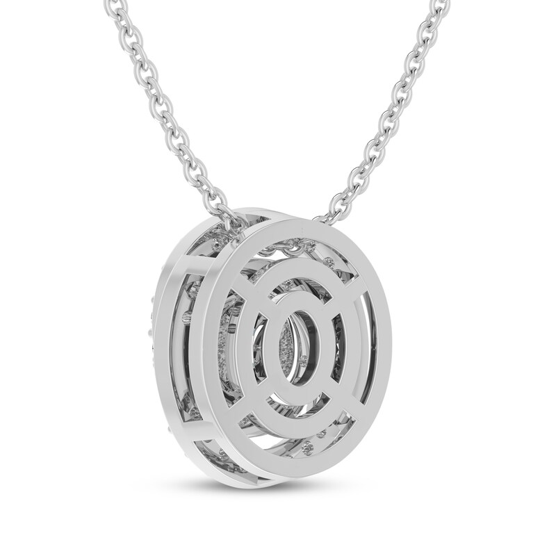 Main Image 3 of Aquamarine & White Lab-Created Sapphire Swirl Halo Necklace Sterling Silver 18"