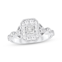 Adore Princess-Cut Diamond Vintage-Inspired Engagement Ring 5/8 ct tw 14K White Gold