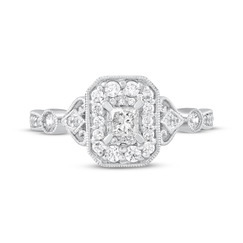 Main Image 3 of Adore Princess-Cut Diamond Vintage-Inspired Engagement Ring 5/8 ct tw 14K White Gold