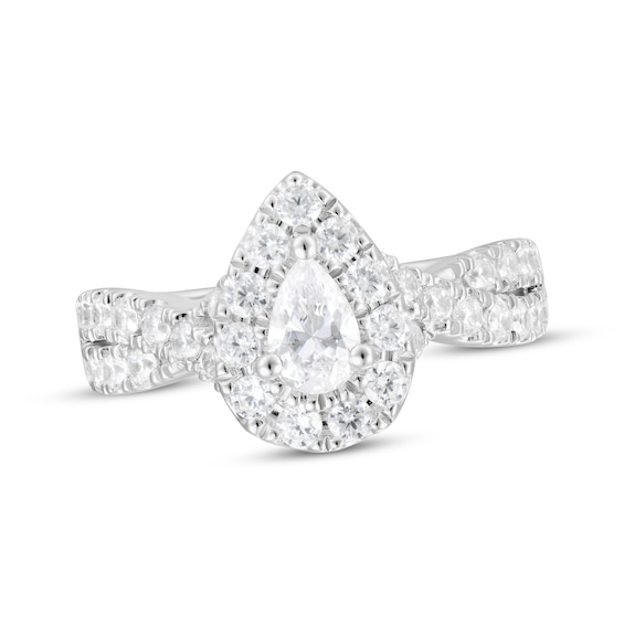 Adore Pear-Shaped Diamond Halo Engagement Ring 1-1/2 ct tw 18K White Gold
