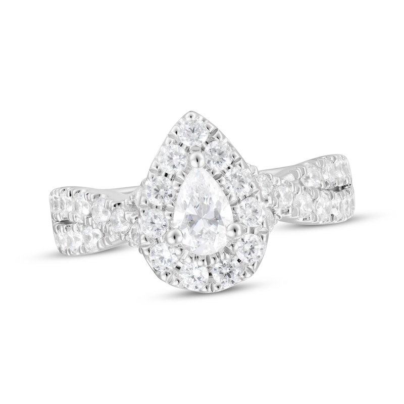 Main Image 1 of Adore Pear-Shaped Diamond Halo Engagement Ring 1-1/2 ct tw 18K White Gold