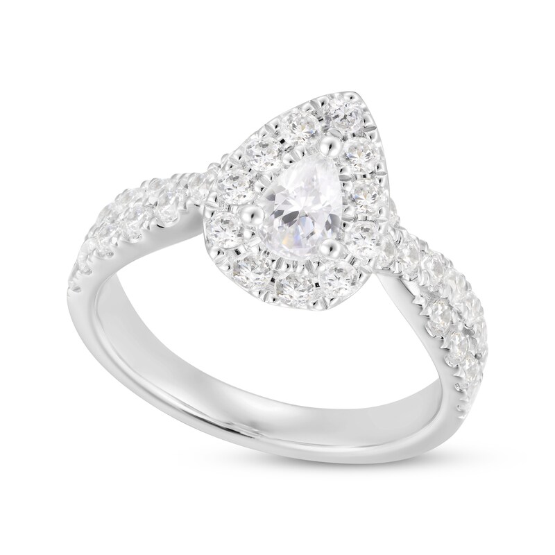 Main Image 4 of Adore Pear-Shaped Diamond Halo Engagement Ring 1-1/2 ct tw 18K White Gold