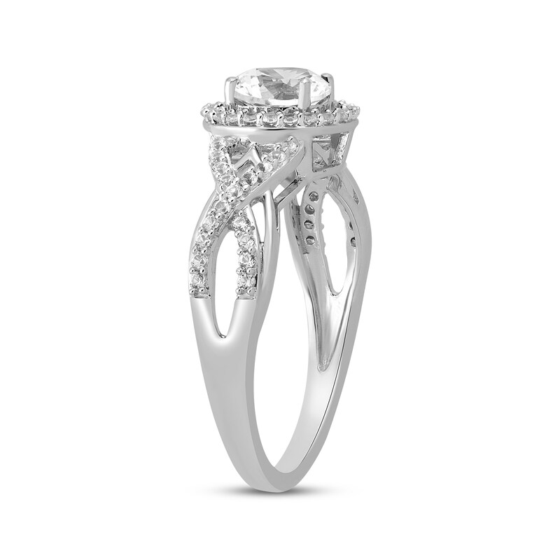 Main Image 2 of White Lab-Created Sapphire Fashion Ring Sterling Silver