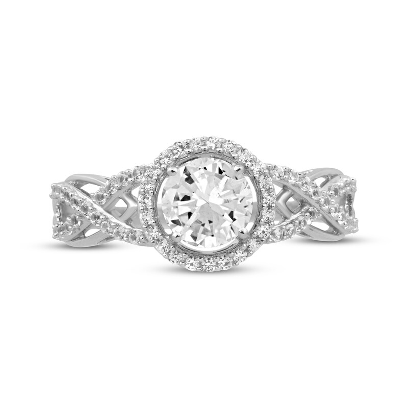 Main Image 3 of White Lab-Created Sapphire Fashion Ring Sterling Silver