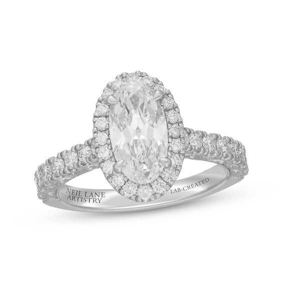 Neil Lane Artistry Heritage Oval-Cut Lab-Grown Diamond Halo Engagement Ring 2-1/3 ct tw Platinum