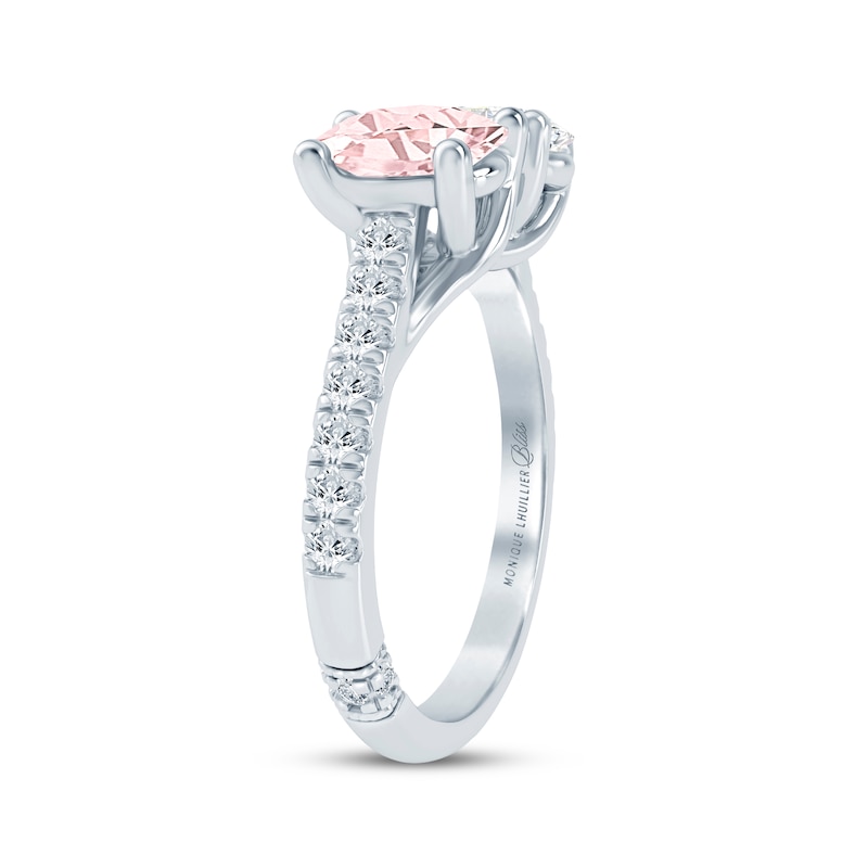 Main Image 2 of Monique Lhuillier Bliss Peach-Pink & White Lab-Grown Diamond Engagement Ring 1-5/8 ct tw 18K White Gold
